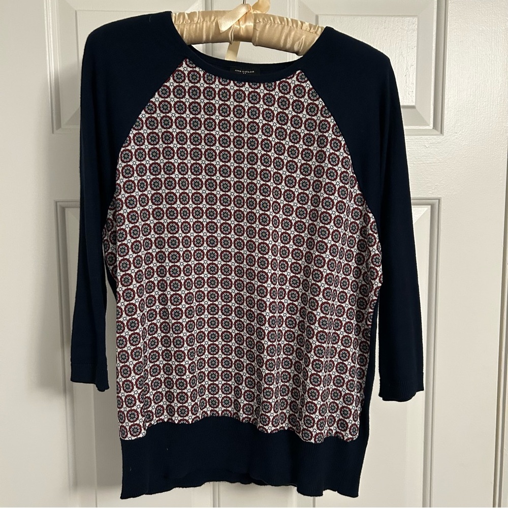 Ann Taylor Navy and Cream Top